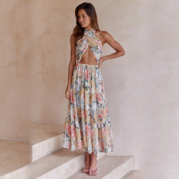 Taylor - Halter kjole med tryk