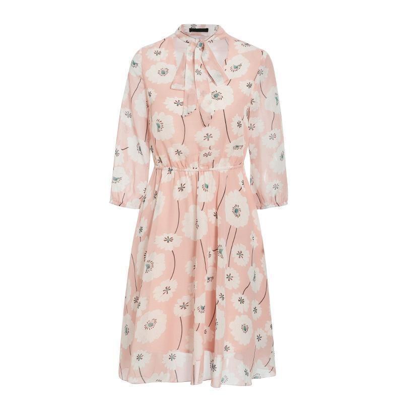 Iris - blomstret kjole med sløjfe