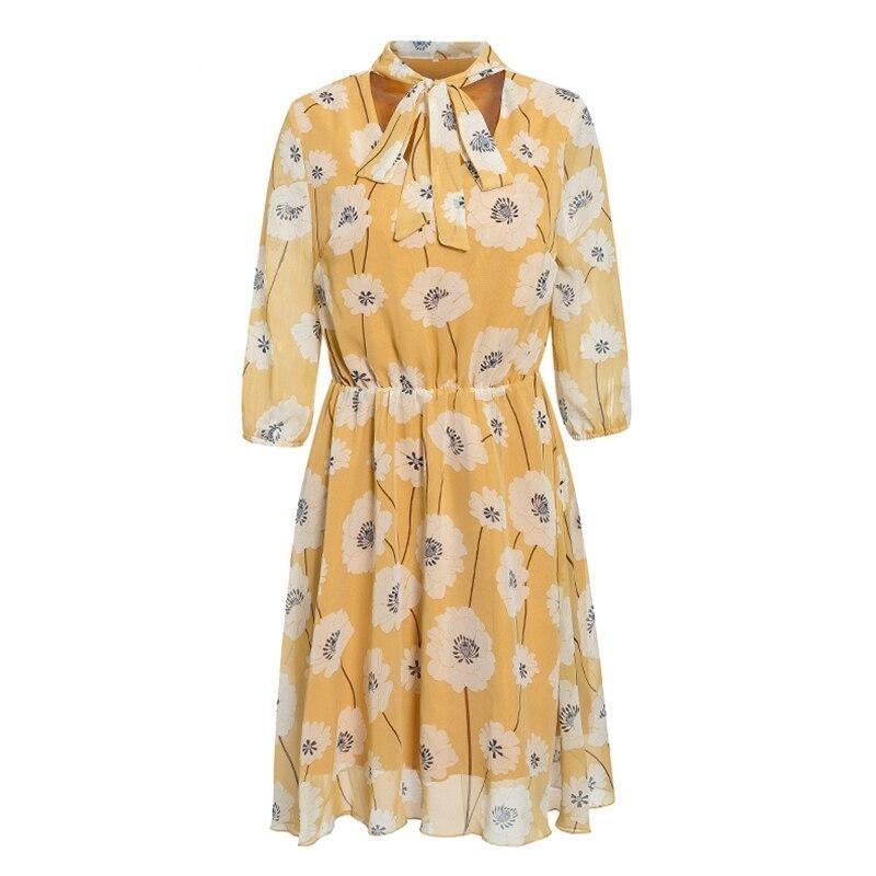 Iris - blomstret kjole med sløjfe