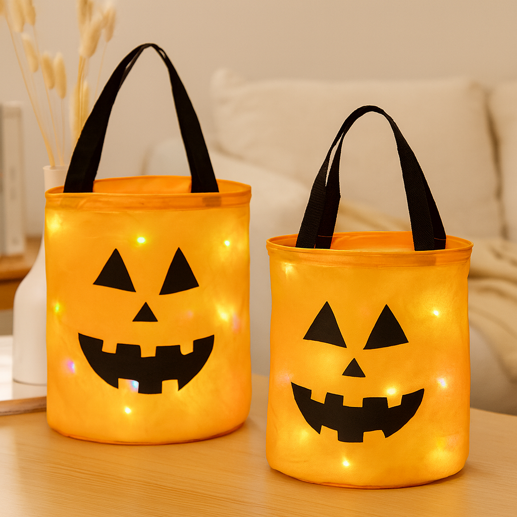 Lanora | Halloween Græskar Tote Bag Sæt med Lysende Græskar