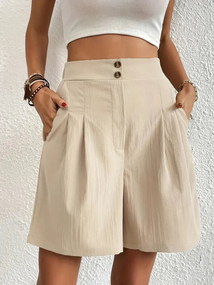 Nanna - Shorts i hør med høj talje