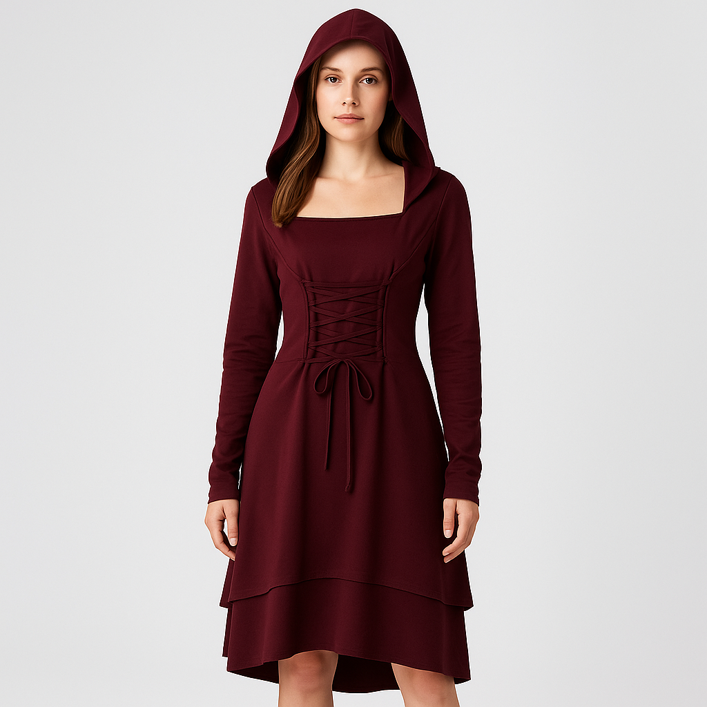 Liesel – Gotisk cosplay-outfit med hætte og lange ærmer