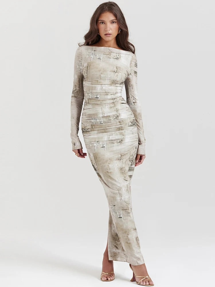 Line - Langærmet plisseret etuikjole