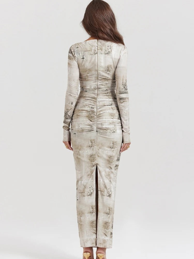 Line - Langærmet plisseret etuikjole