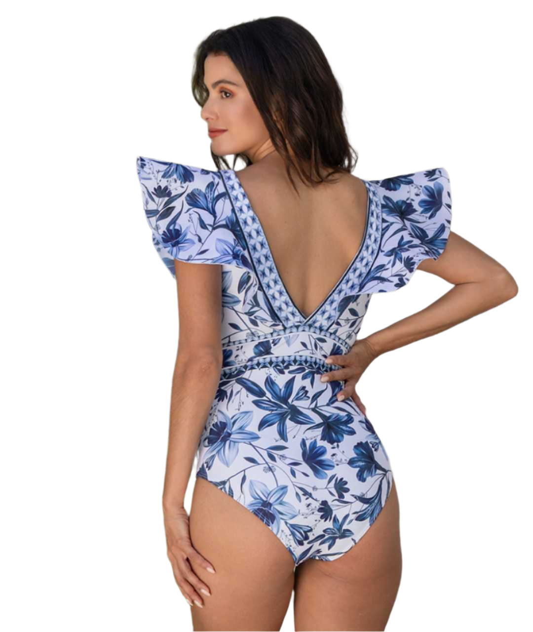 Arelia - V-hals badedragt i ét stykke med matchende nederdelsæt