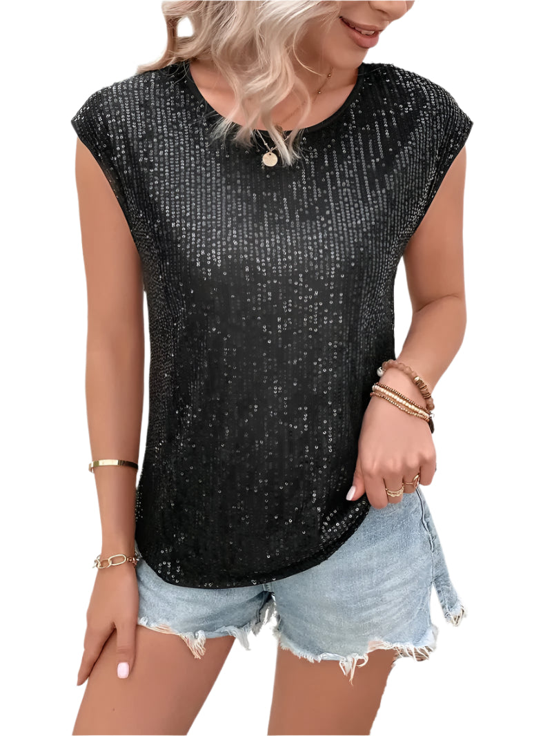 Anya - Chic top med rund hals uden ærmer med rund hals og cropped cut