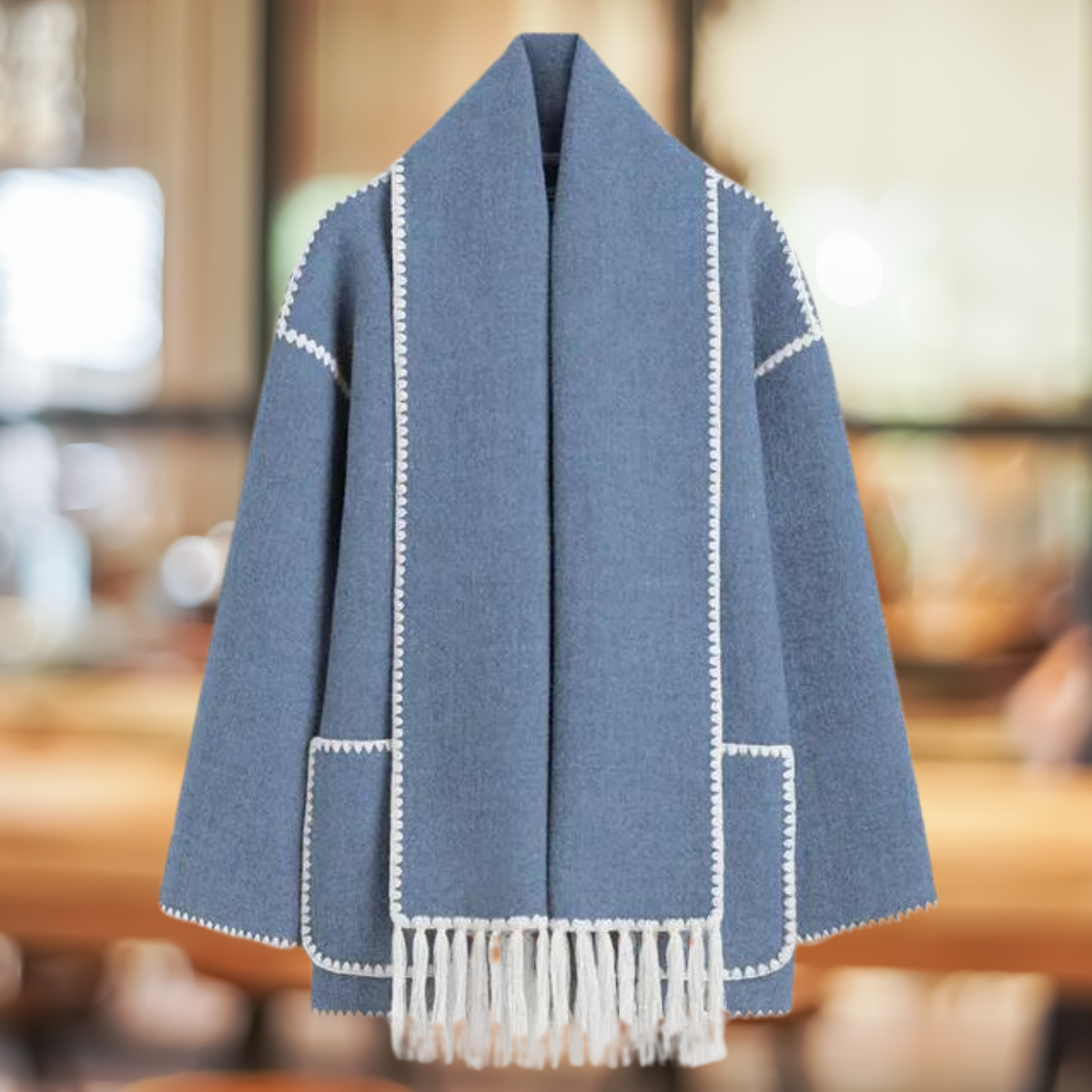 Mathilde - Elegant enkeltradet jakke med knap og tørklæde