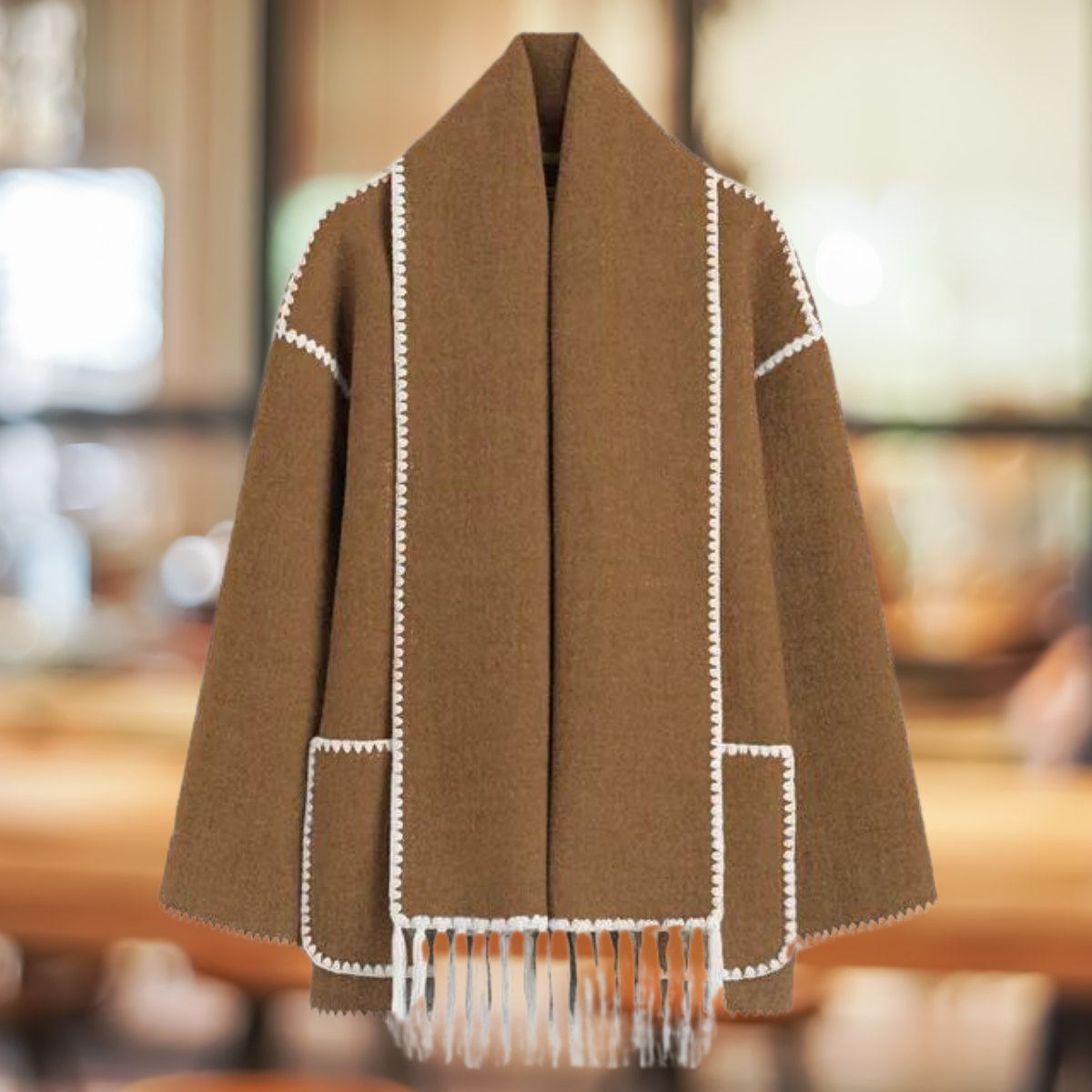 Mathilde - Elegant enkeltradet jakke med knap og tørklæde