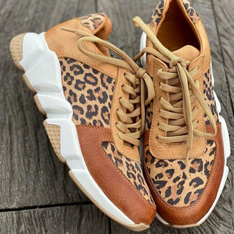 Mille - Casual leopard-sneakers med tykke såler