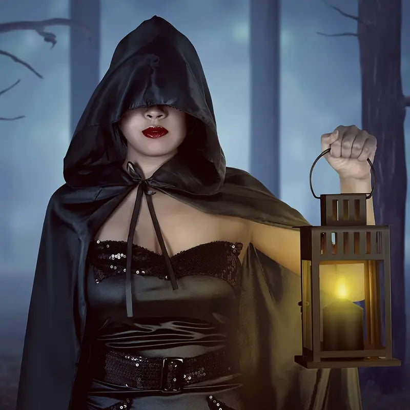 NightShade Halloween-kappe – Sort polyesterkostume med hætte