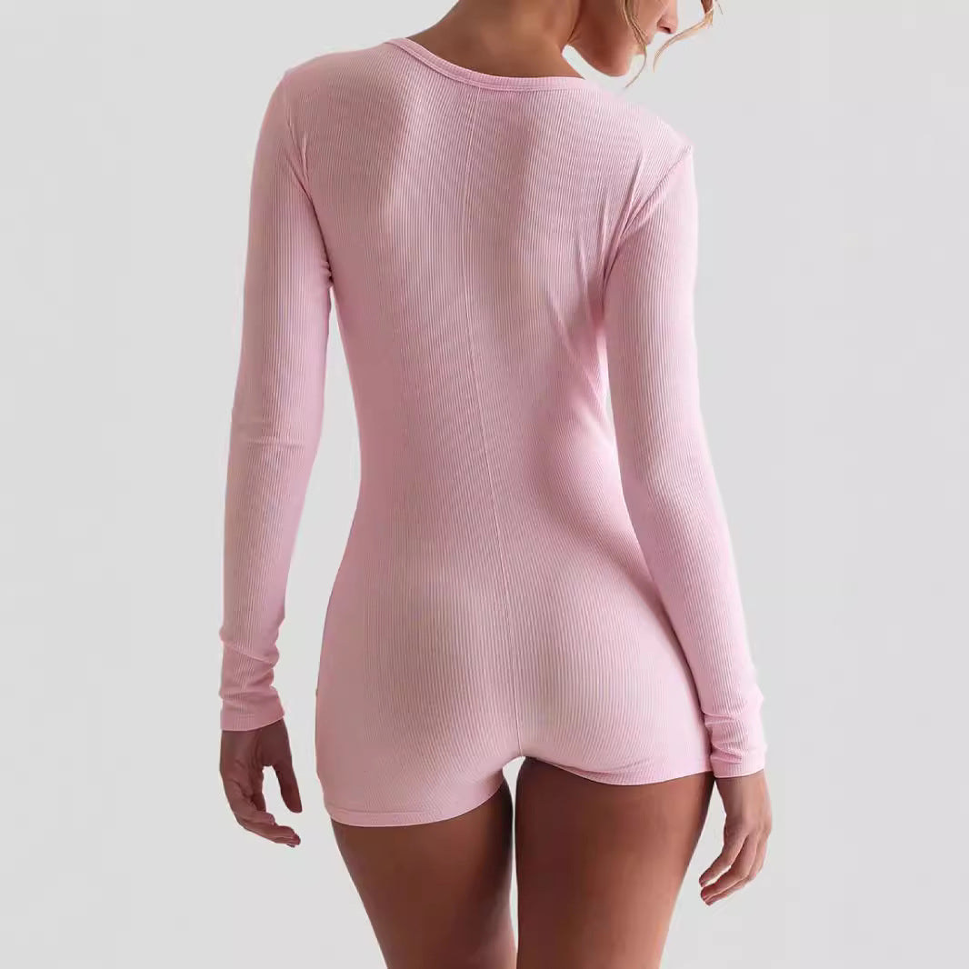 May - Langærmet bodysuit med moderne knapdesign