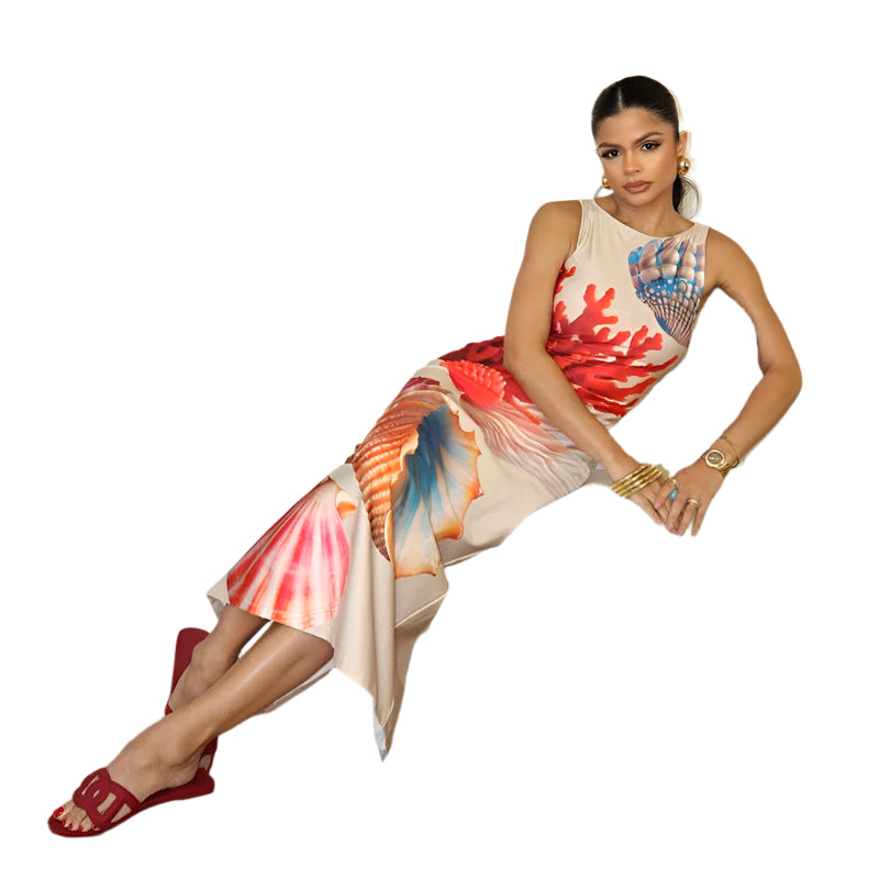 Fabiana - Maxikjole i tropisk skaldesign