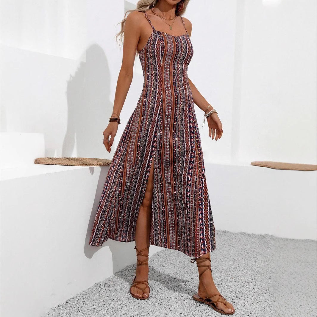 Rennee - Strapback stribet kjole