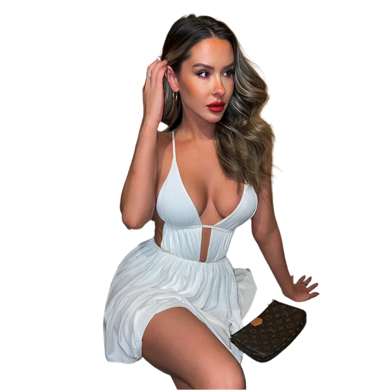 Nova - Justerbare spaghettistropper og luftig sommerkjole med V-hals