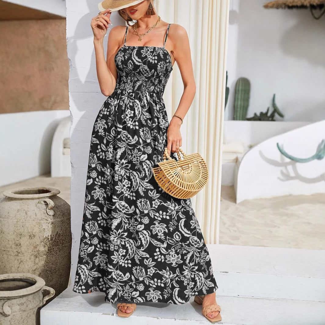 Mirajane - Ruched Print Ruched stropløs kjole