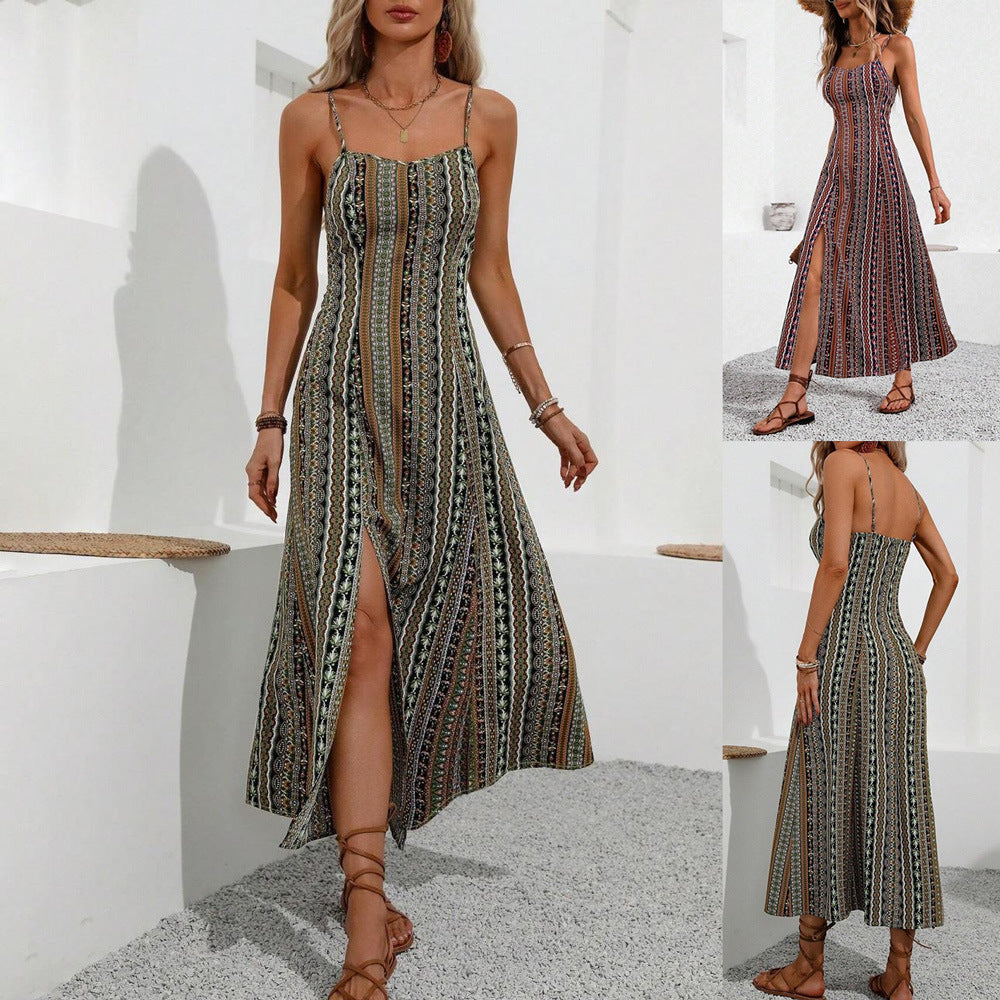 Rennee - Strapback stribet kjole