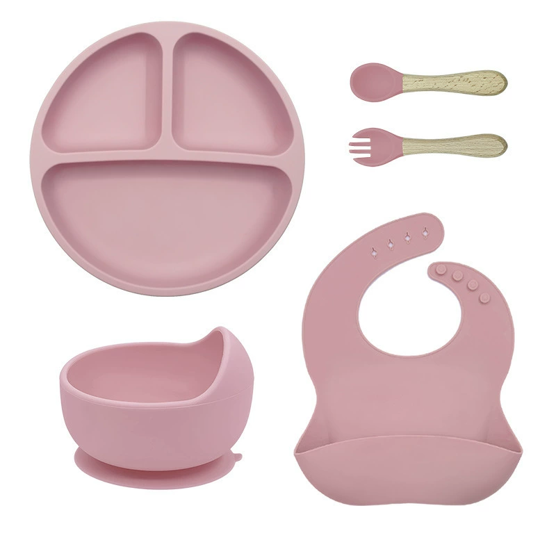 5 stykker baby silikone fodringssæt