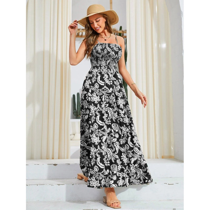 Mirajane - Ruched Print Ruched stropløs kjole