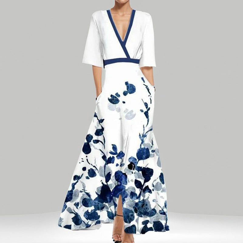 Veronica - Elegant peplum-kjole med V-udskæring i taljen