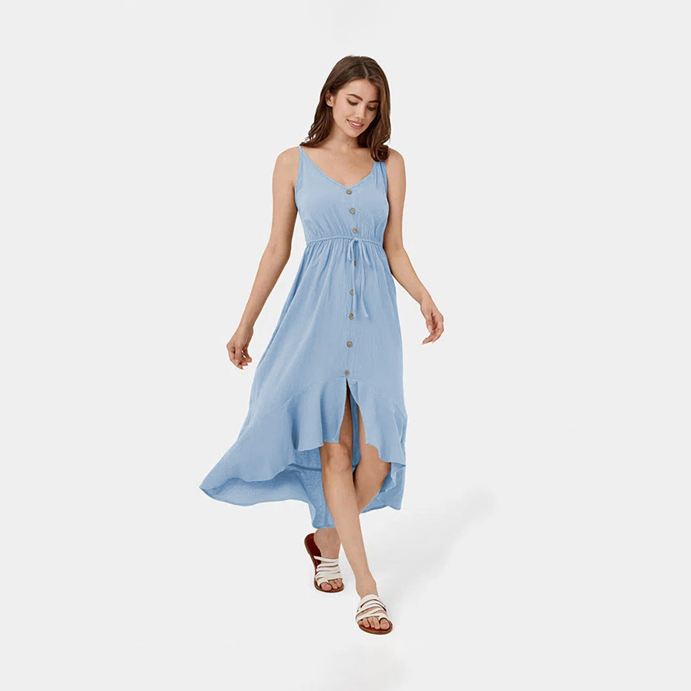 Cienne - Lang kjole med slankende vævet rem