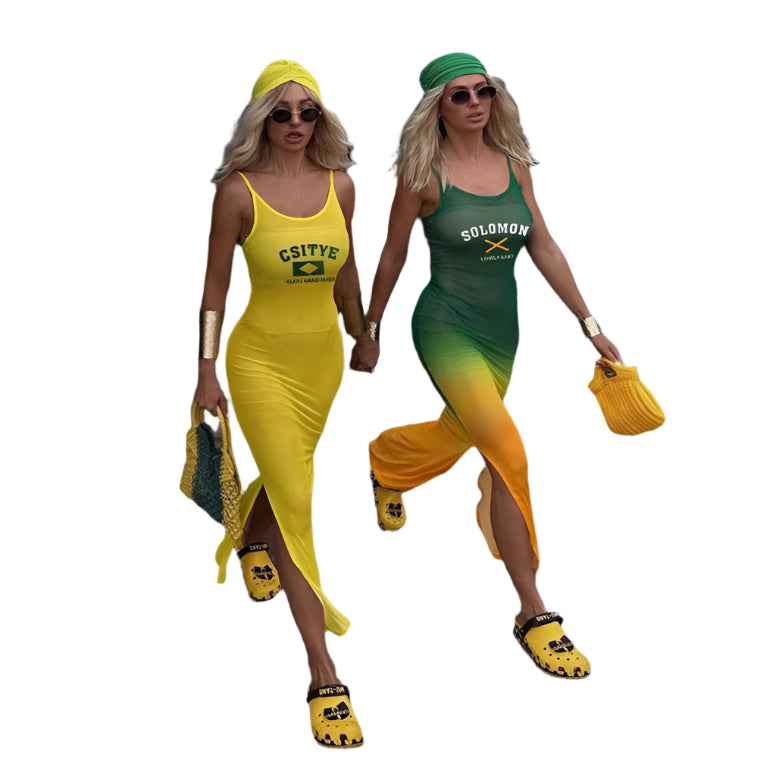 Elodie - Figursyet maxikjole med gennemsigtigt mesh