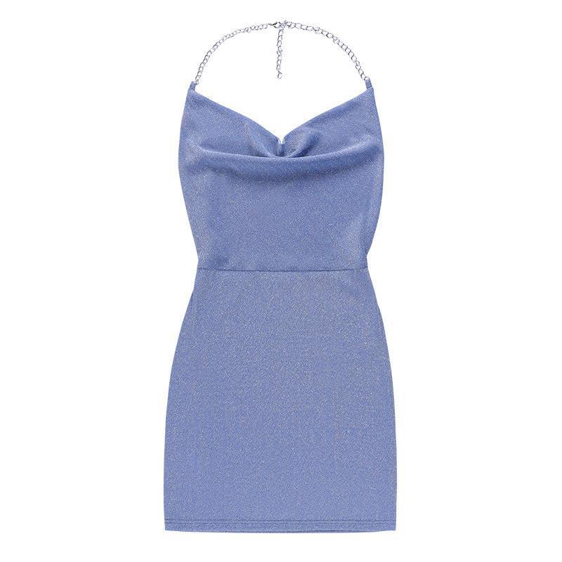 Clarice - Forførende mini-kjole med slå-om-udskæring i funklende stof