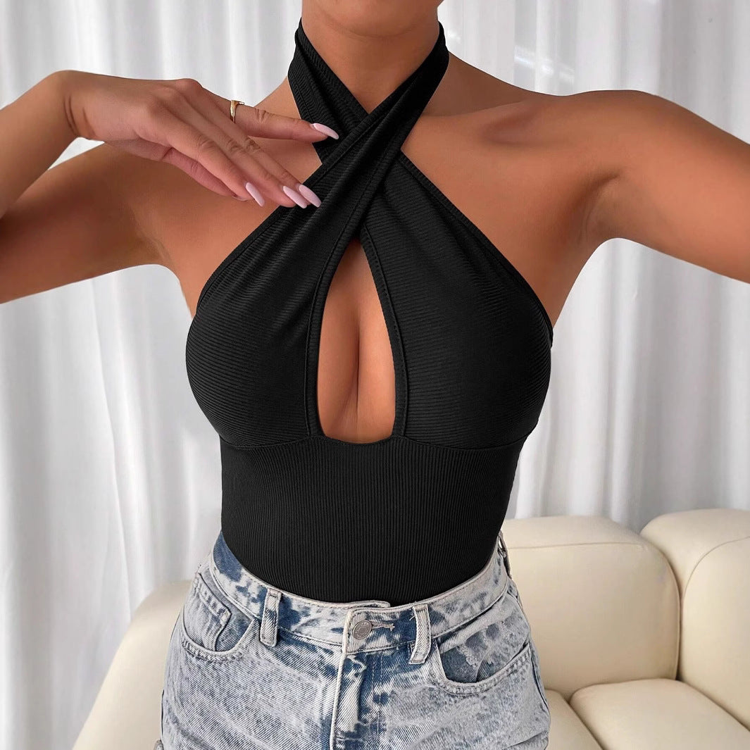 Hilary - Cross Hollow Out grime-bodysuit