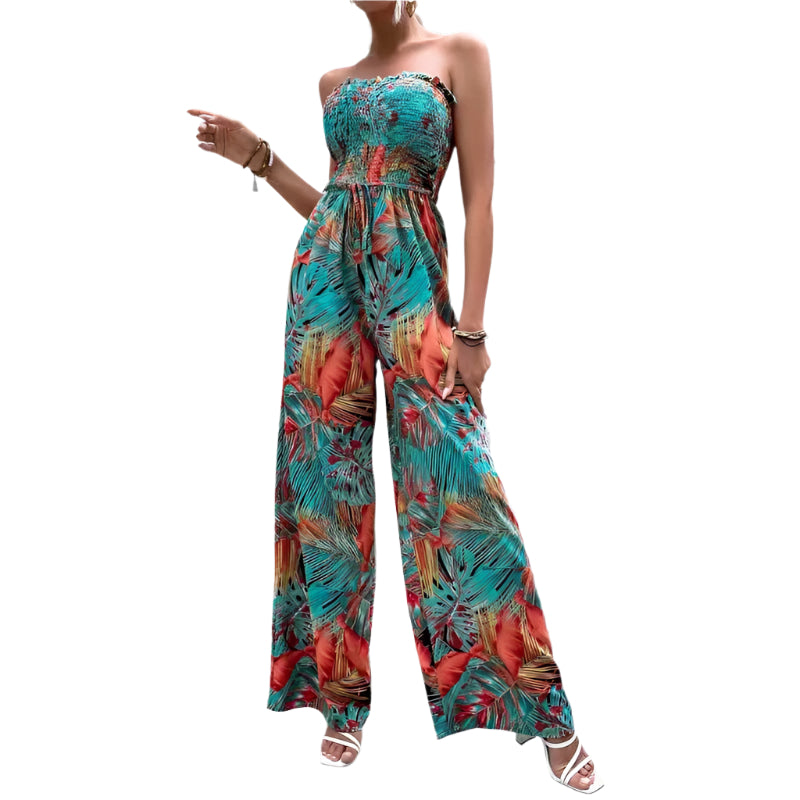 Gabriella - Casual jumpsuit med brede ben med tropisk print