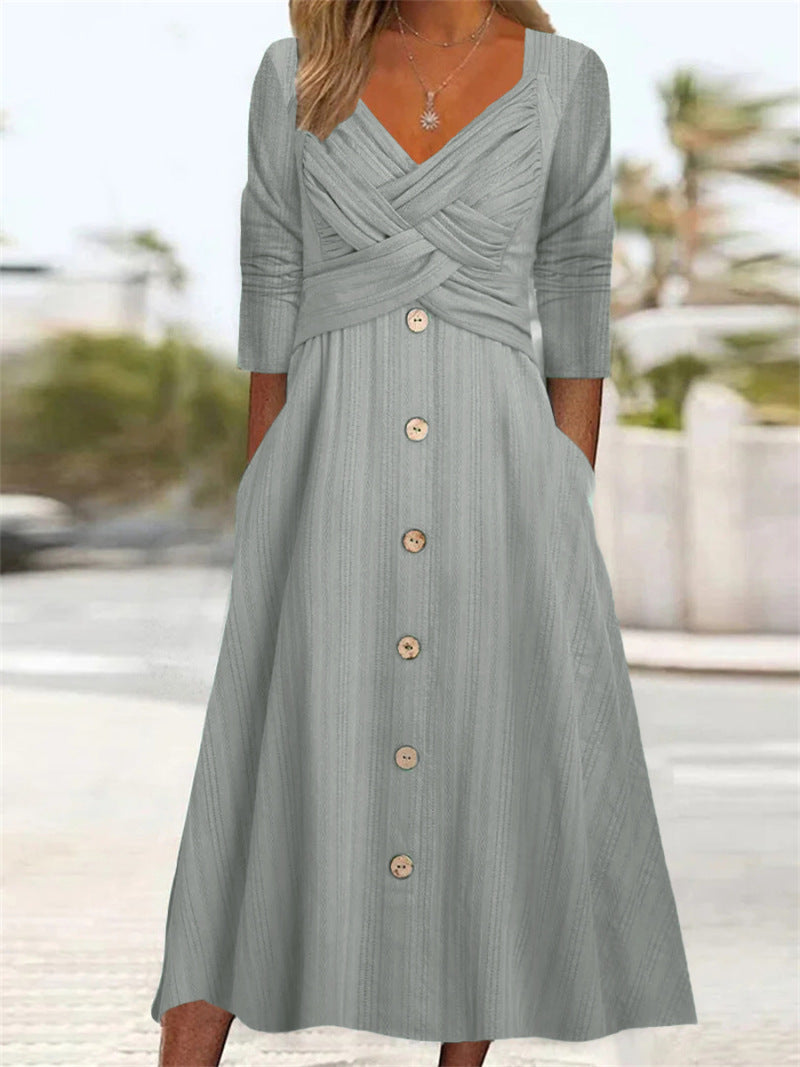 Eline – Button Detail Casual Maxikjole
