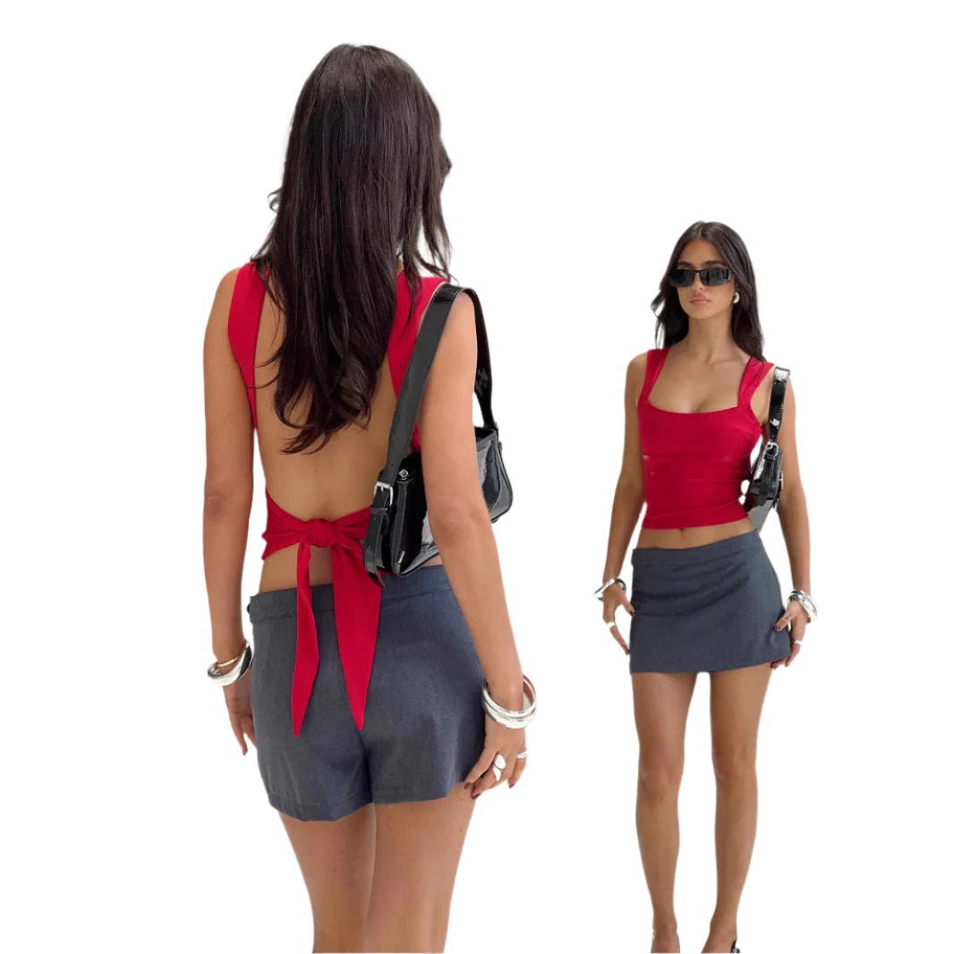 Dalia - Brede stropper kropsnær crop top