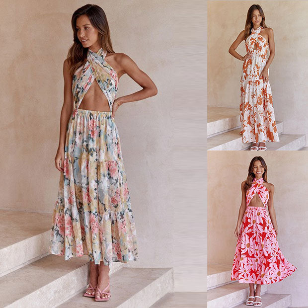 Taylor - Halter kjole med tryk