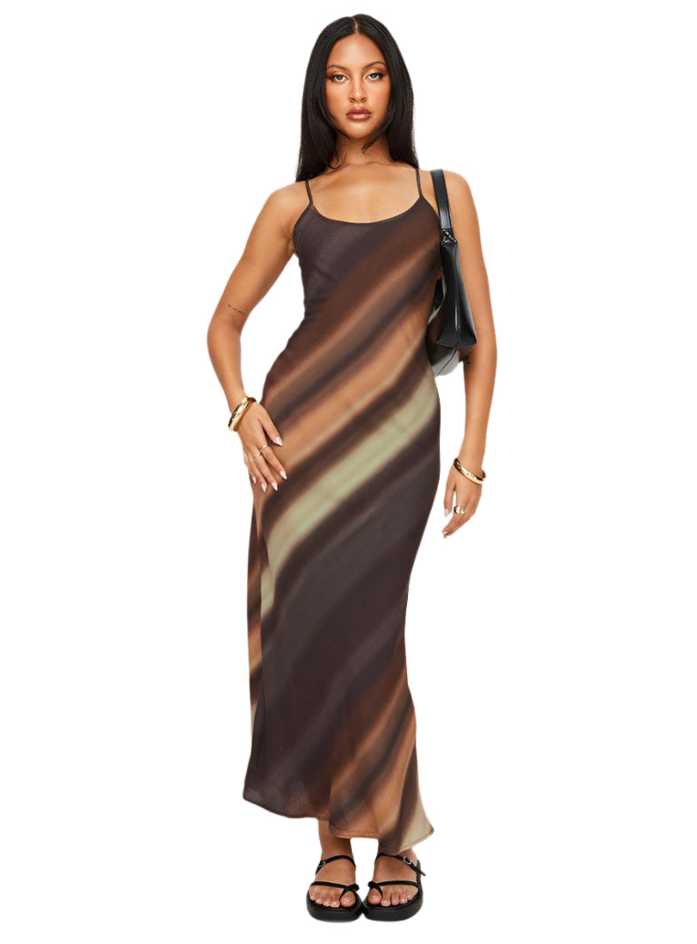 Natalia - Elegant farvegradient maxikjole