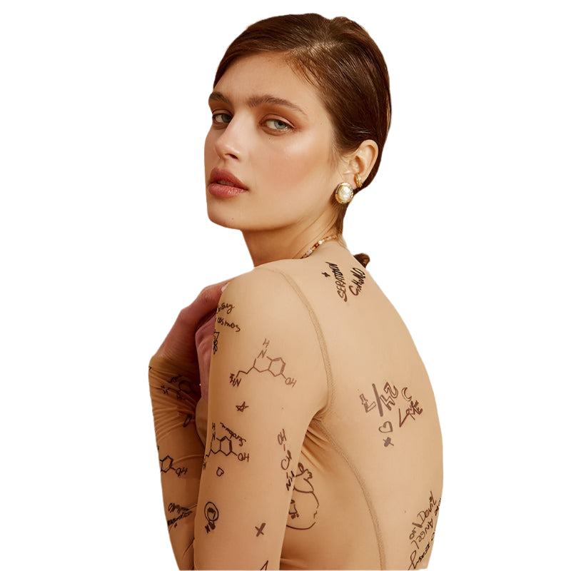 Anastasia - Langærmet top i gennemsigtig mesh-stof