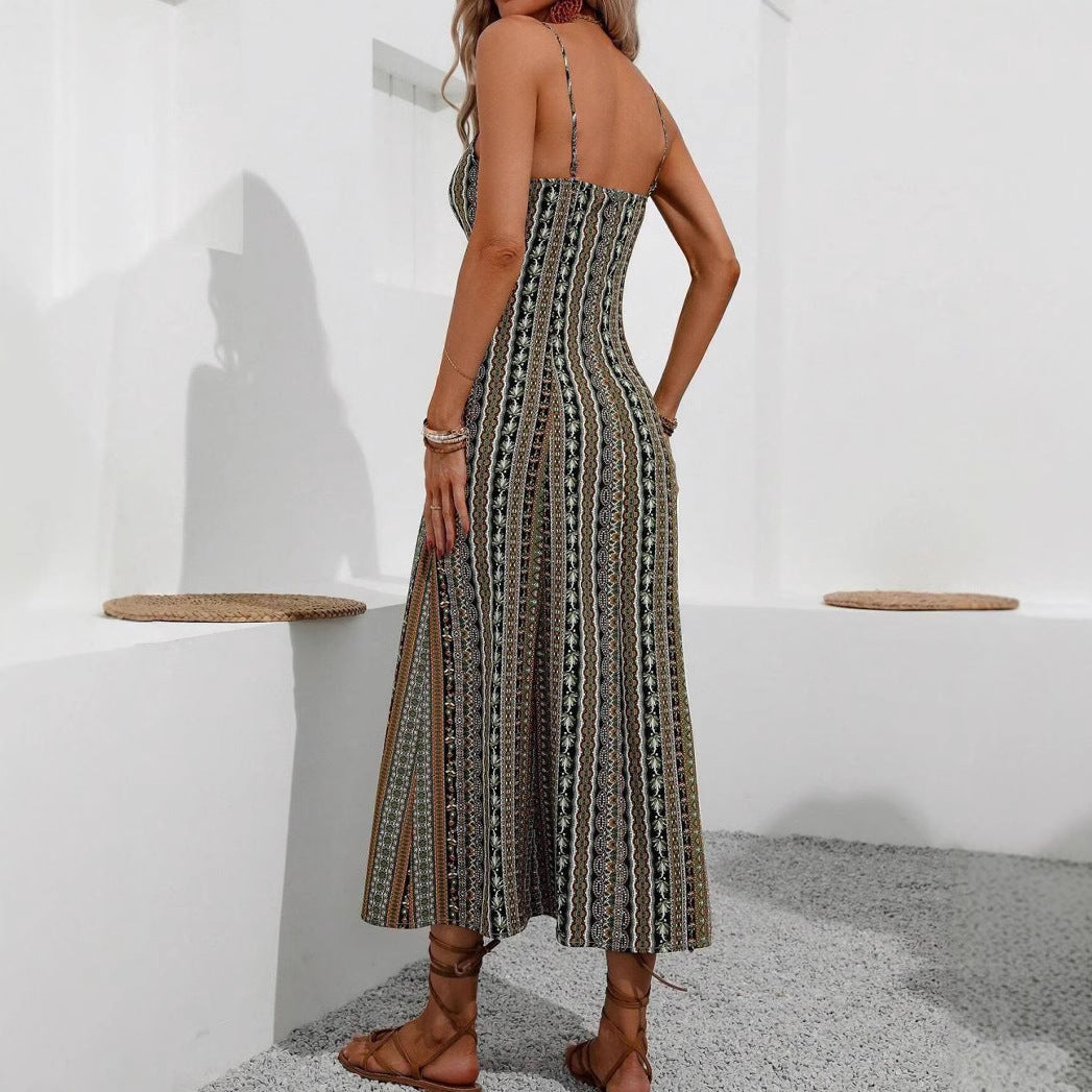 Rennee - Strapback stribet kjole