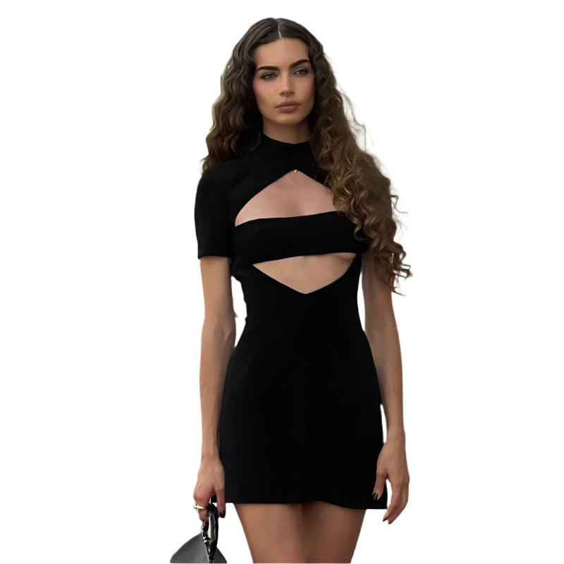 Esme - Udskåret minikjole med moderne stand-up krave