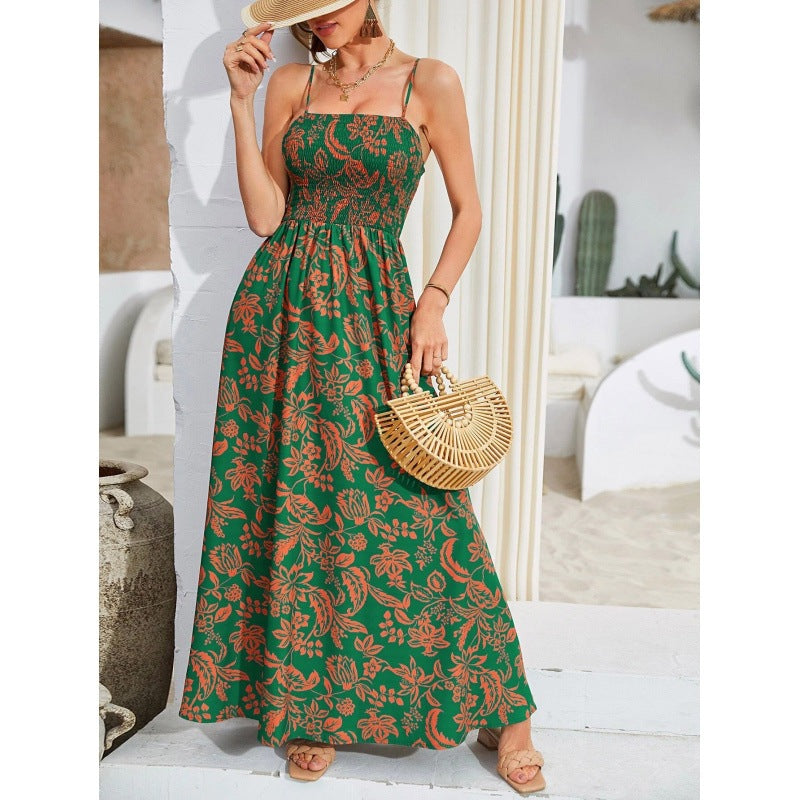 Mirajane - Ruched Print Ruched stropløs kjole