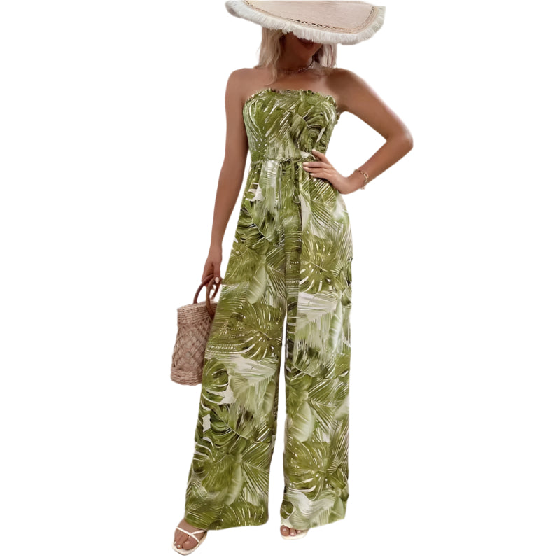 Gabriella - Casual jumpsuit med brede ben med tropisk print