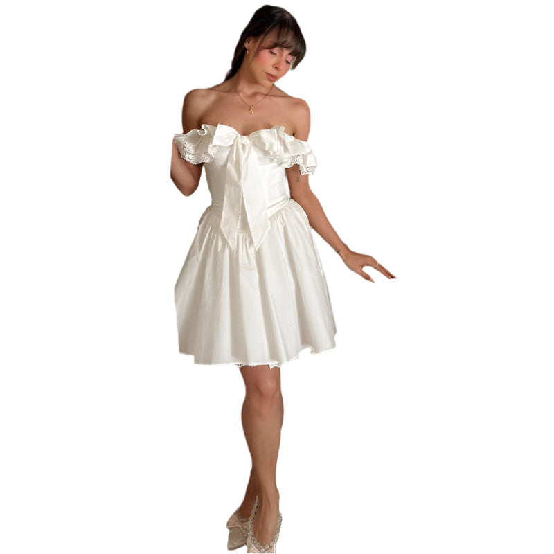 Gabriella - Off-skulder elegant sløjfe sommerkjole