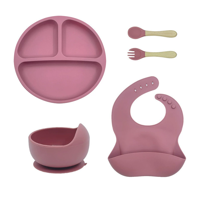 5 stykker baby silikone fodringssæt