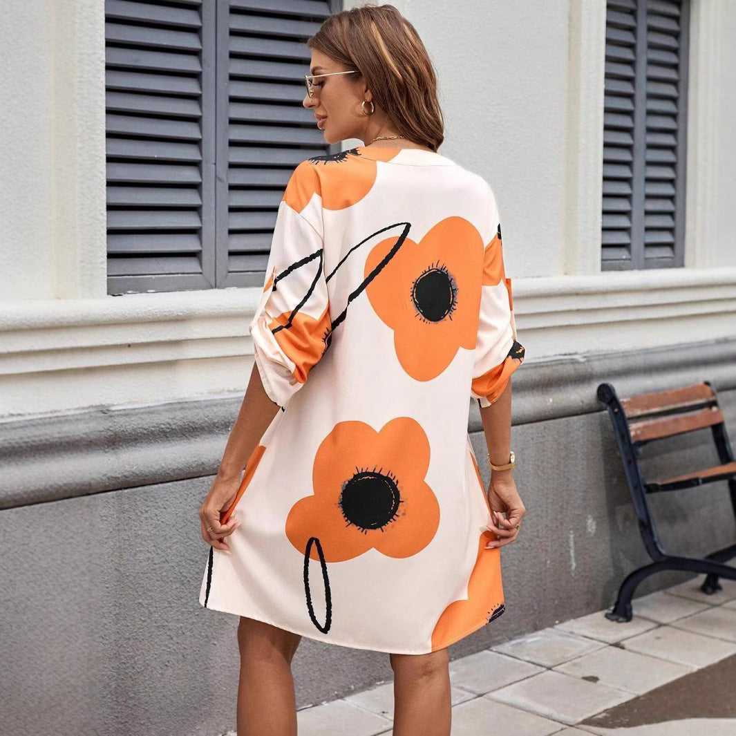 Lisanna - Langærmet kjole med print