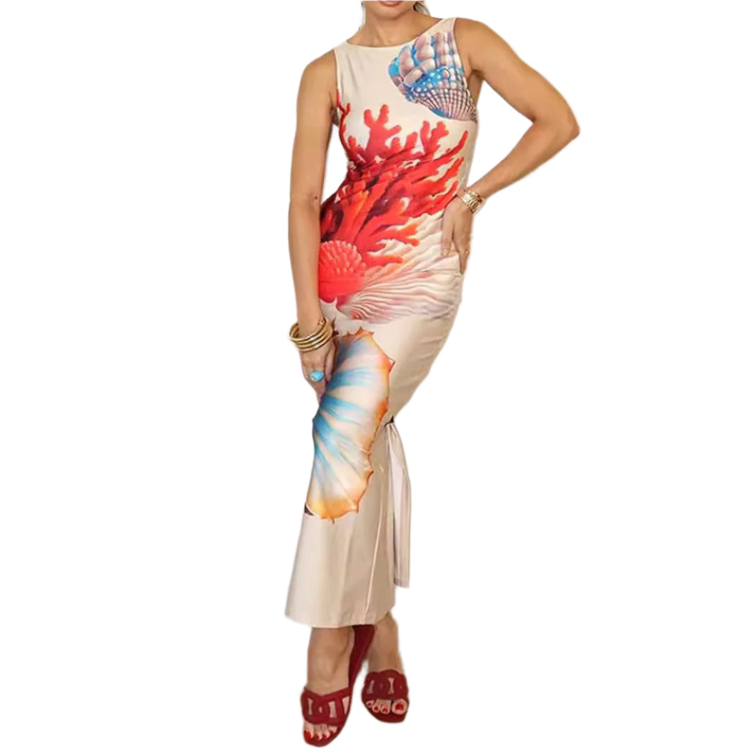 Fabiana - Maxikjole i tropisk skaldesign