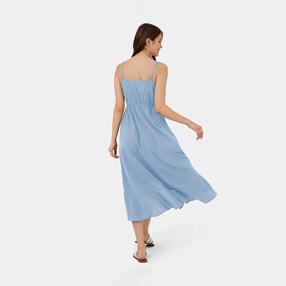 Cienne - Lang kjole med slankende vævet rem