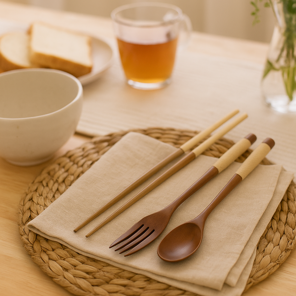 Orvanna | Håndlavet spisebordssæt i træ med 3 dele