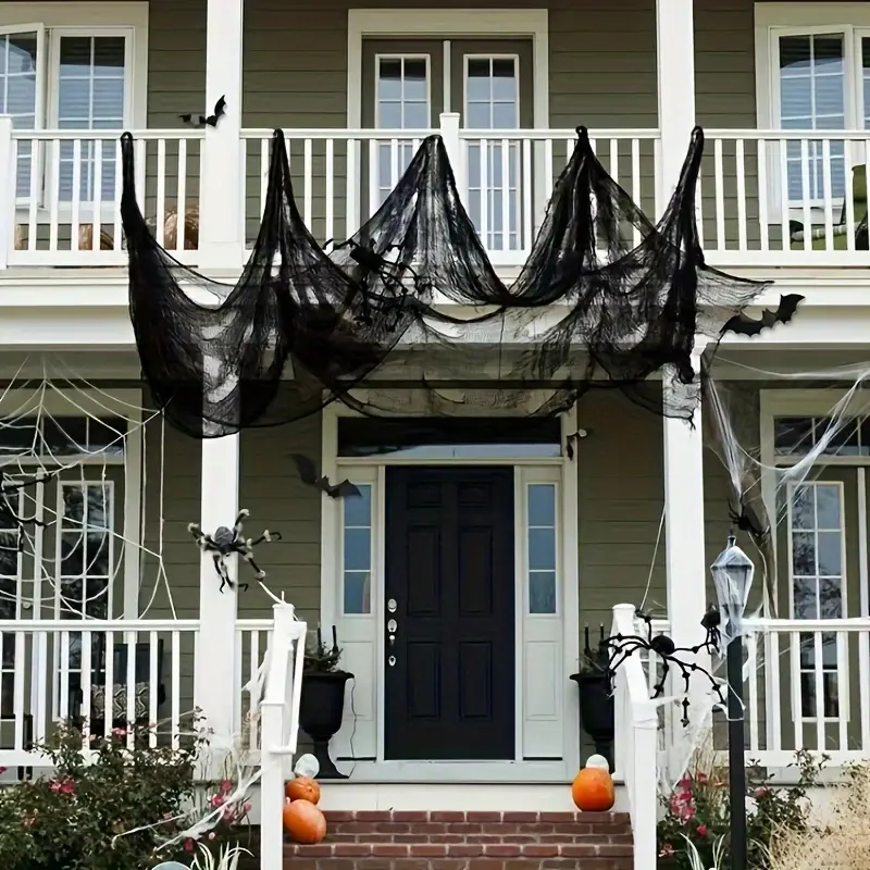 PhantomWeb Halloween Edderkoppespind – Sort Polyester til indendørs og udendørs brug