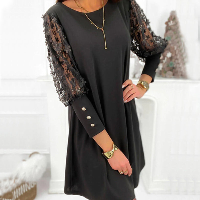 Beate - Langærmet blondekjole