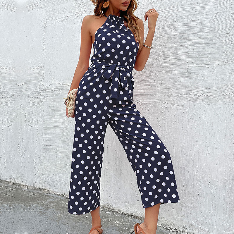 Dahlia - Alsidig jumpsuit med prikker med halter-neck
