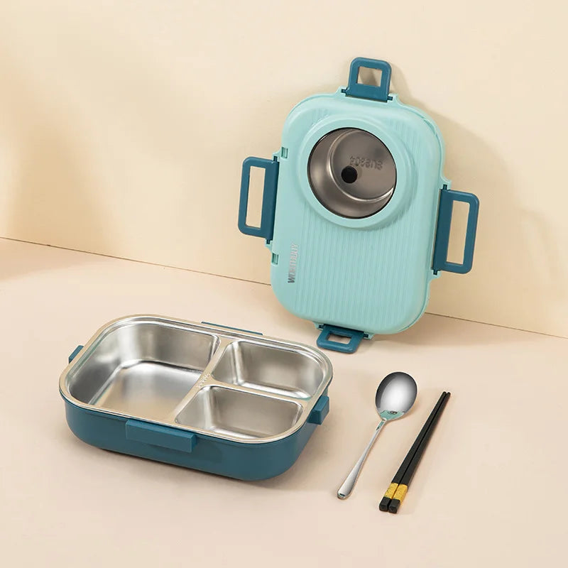 Madkasse i Rustfrit Stål – 3 Rum & Lækagesikker