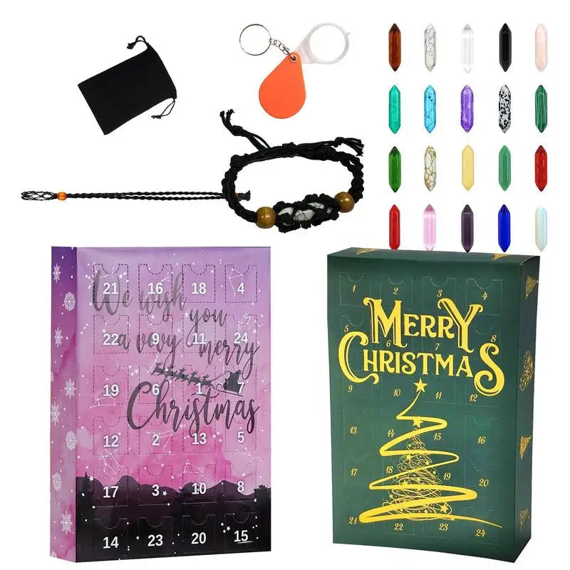 Adventskalender – krystalhalskæde med 24 sten
