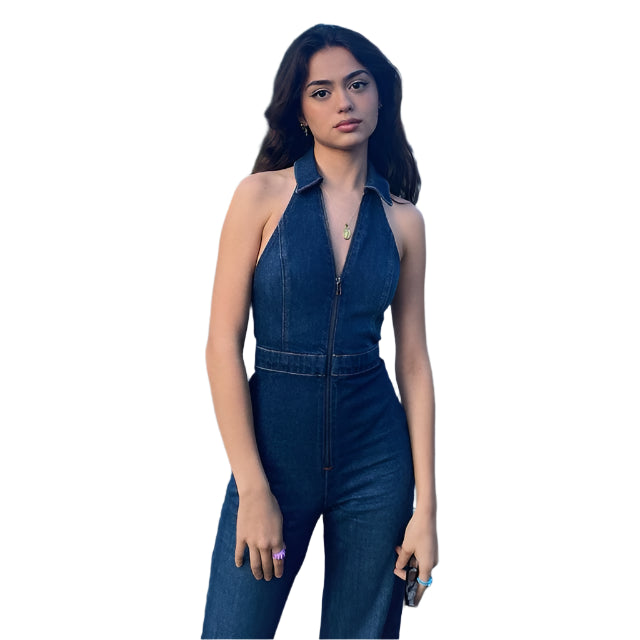 Katelyn - V-hals denim jumpsuit