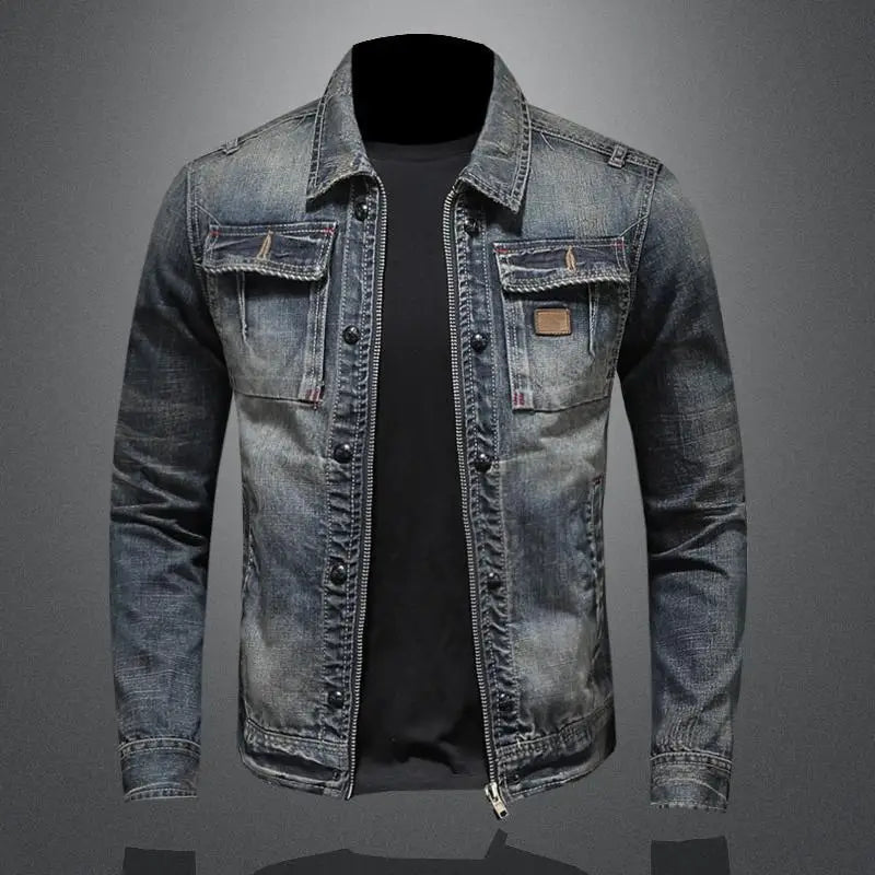 Niels - Retro denimjakke med stand-up krave
